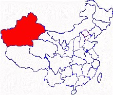Map of the People´s Republic of China Xinjiang province marked in red.jpg